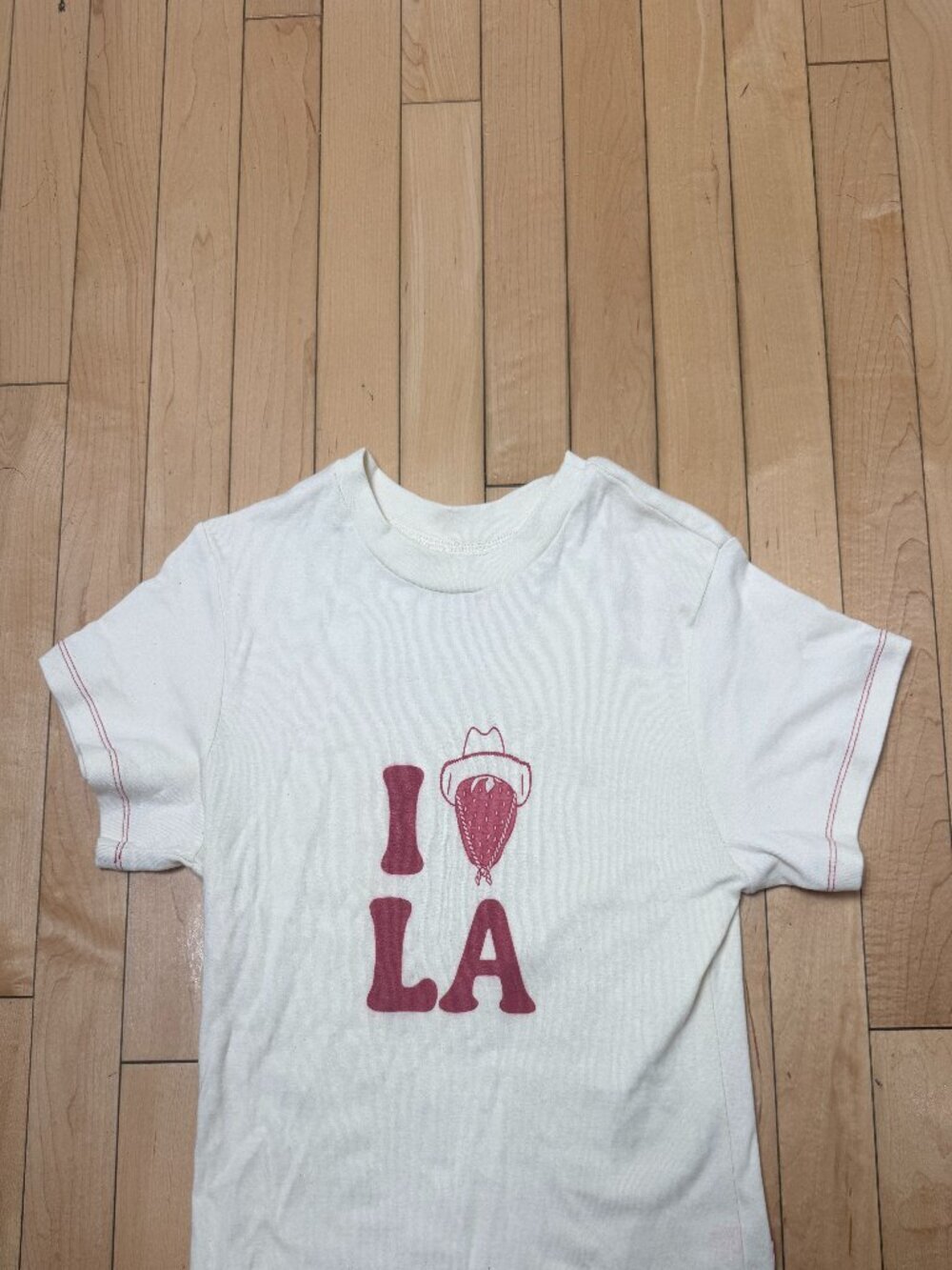 Fruit Face Boutique I Heart LA Strawberry Cowboy Graphic Tee T Shirt Size Small